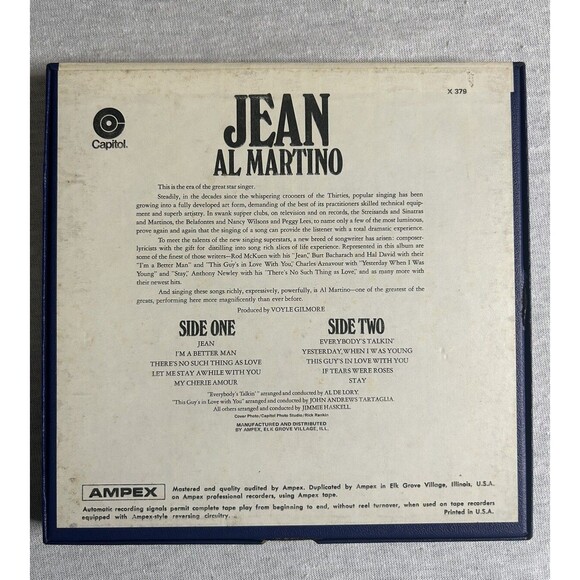 JEAN AL MARTINO Reel To Reel 4 Track 3 3/4 IPS - Picture 2 of 6